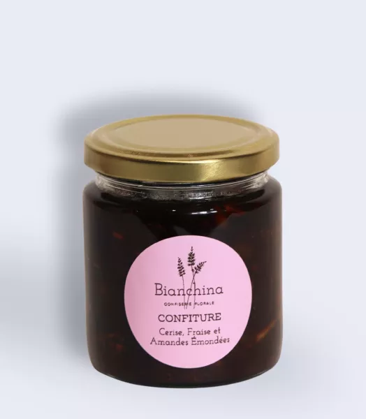 Confiture de Cerise, Fraise et Amandes Émondées