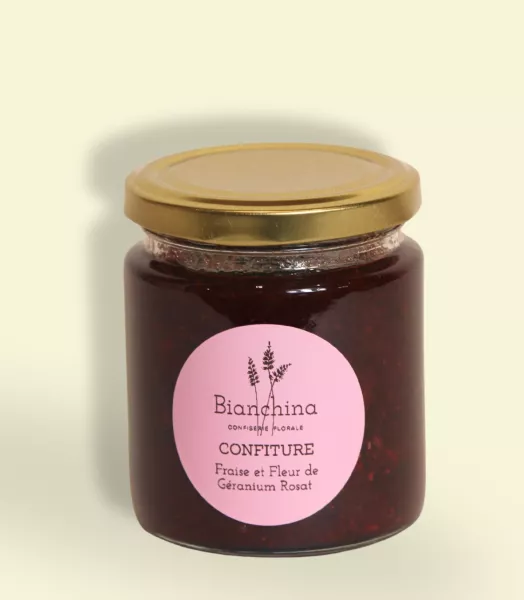 Confiture de Fraise et Fleur de Géranium Rosat